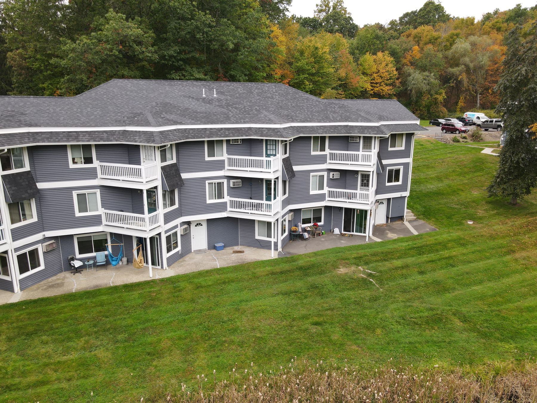 Renovated apartment community exterior